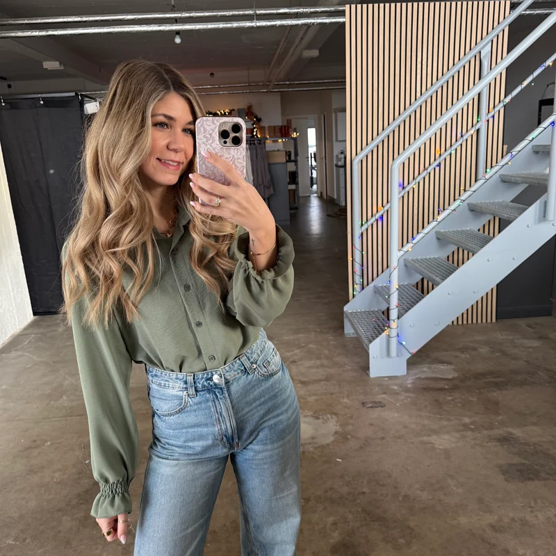 Rüschen Bluse - Olive