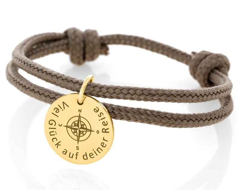 Segelseil 3mm Tau Armband Anhänger graviert vergoldet Traveler Schmuck Geschenk Mann Frau