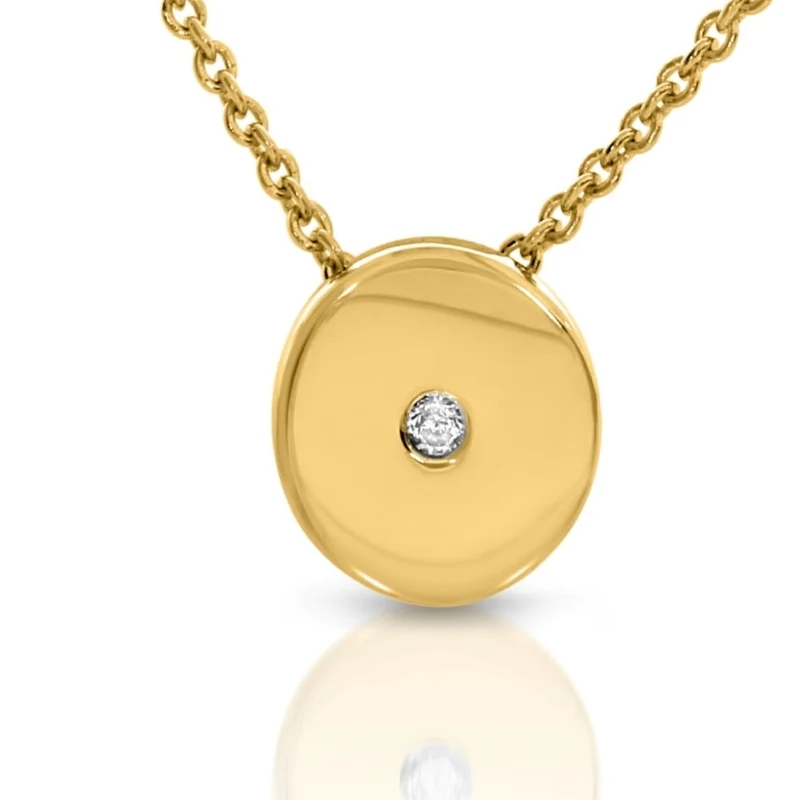 Elegante Damen Kette Anhänger rund Zirkonia Solitär Anhänger vergoldet