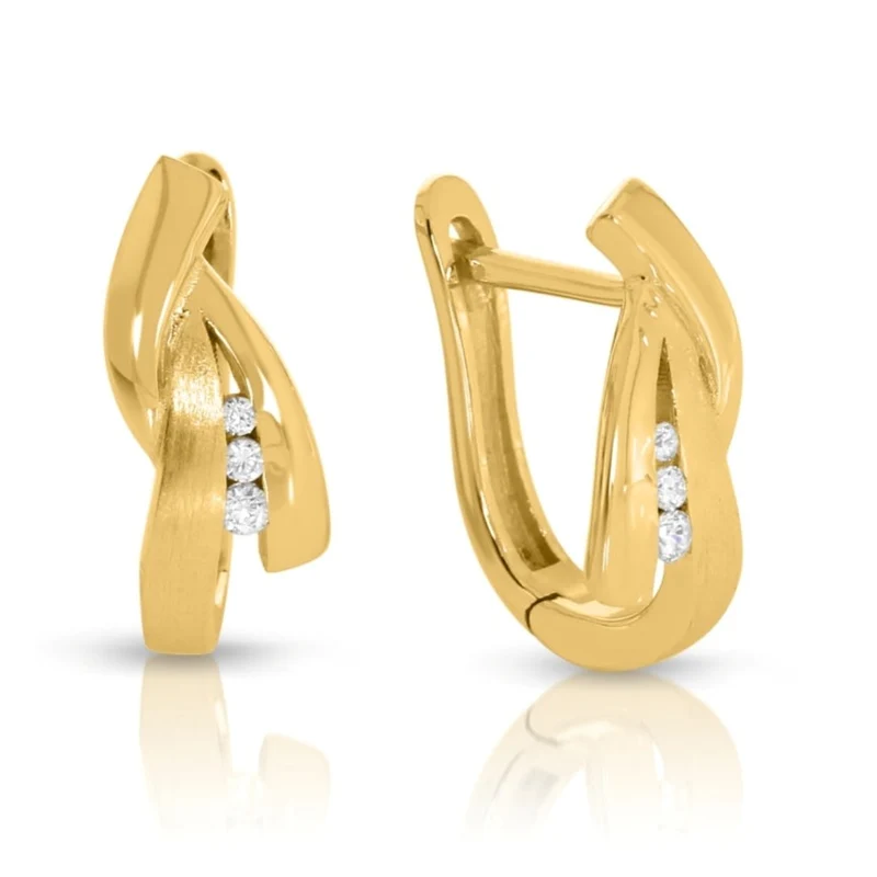Elegante moderne Creolen in Gold mattiert mit Zirkonia Orrringe vergoldet