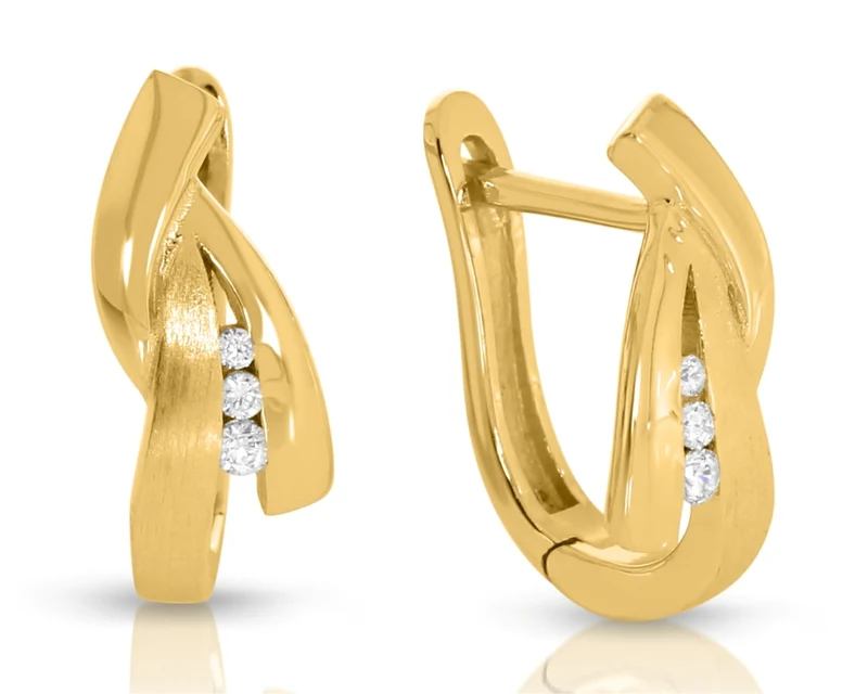 Elegante moderne Creolen in Gold mattiert mit Zirkonia Orrringe vergoldet