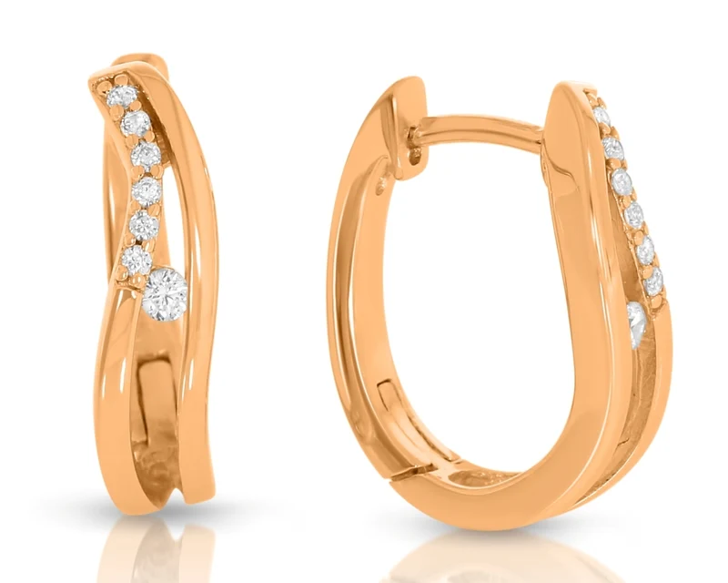 elegante Zirkonia Creolen Ohrringe rosé gold geschwungen