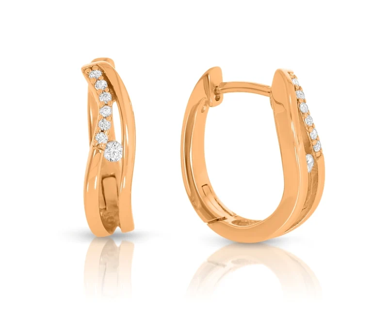 elegante Zirkonia Creolen Ohrringe rosé gold geschwungen