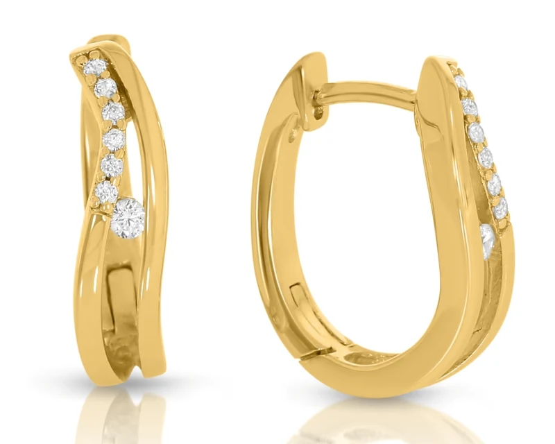 Klappcreolen Gold Ohrringe mit Zirkonia golden geschwungen