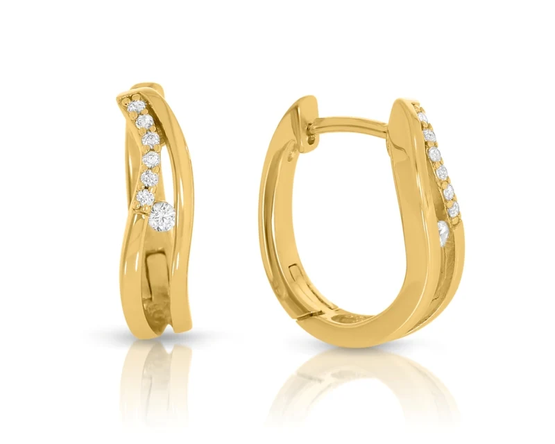 Klappcreolen Gold Ohrringe mit Zirkonia golden geschwungen