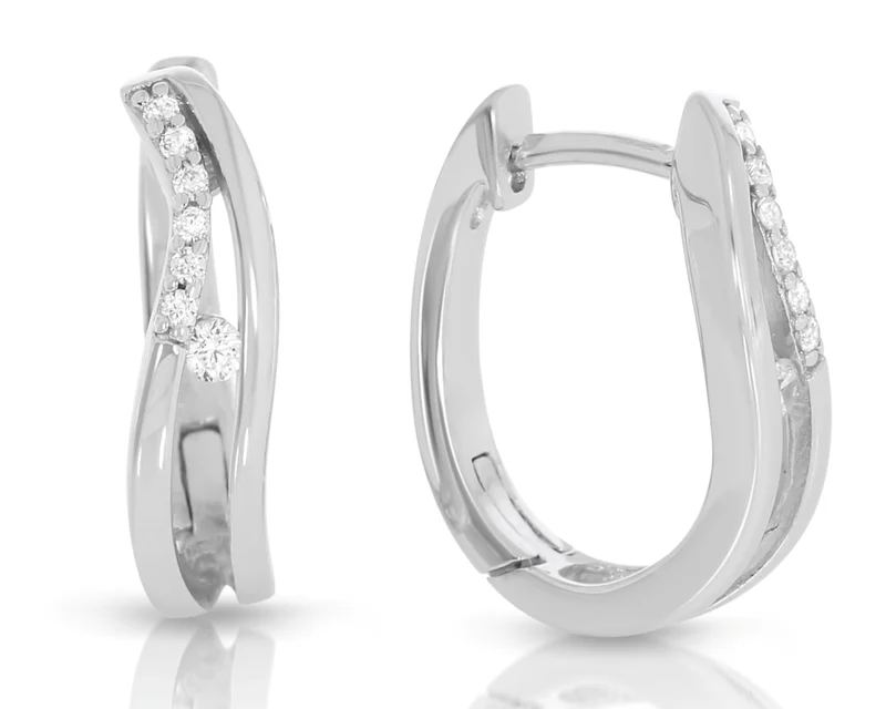 Creolen mit Zirkonia 925 Sterling Silber geschwungene Ohr Ringe