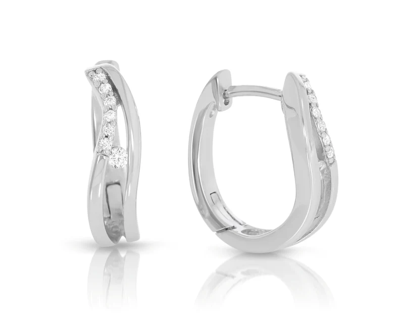 Creolen mit Zirkonia 925 Sterling Silber geschwungene Ohr Ringe