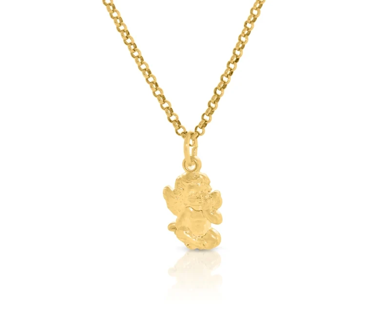 Engel Kette mit Gravur vergoldet Taufschmuck Einschulungsgeschenk