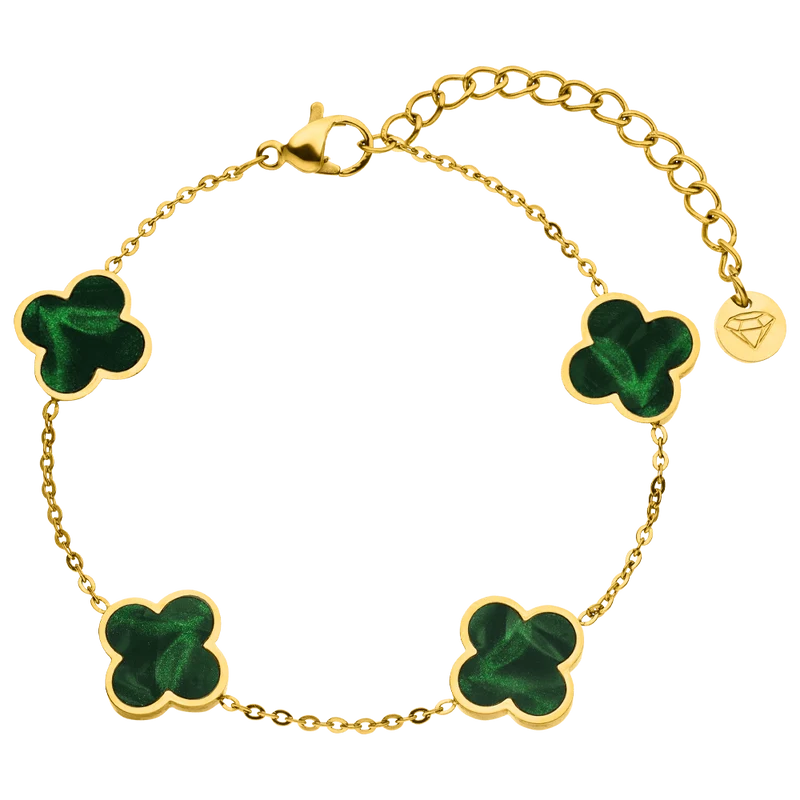 Emerald Clover Armband | 18K vergoldet