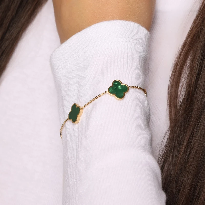 Emerald Clover Armband | 18K vergoldet
