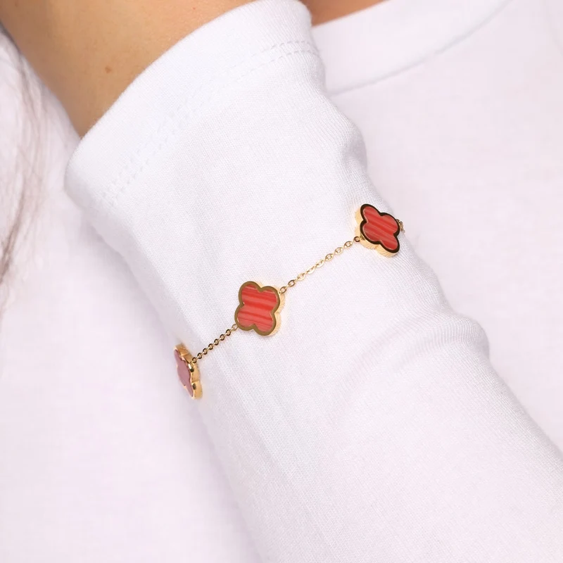 Fire Clover Armband | 18K vergoldet