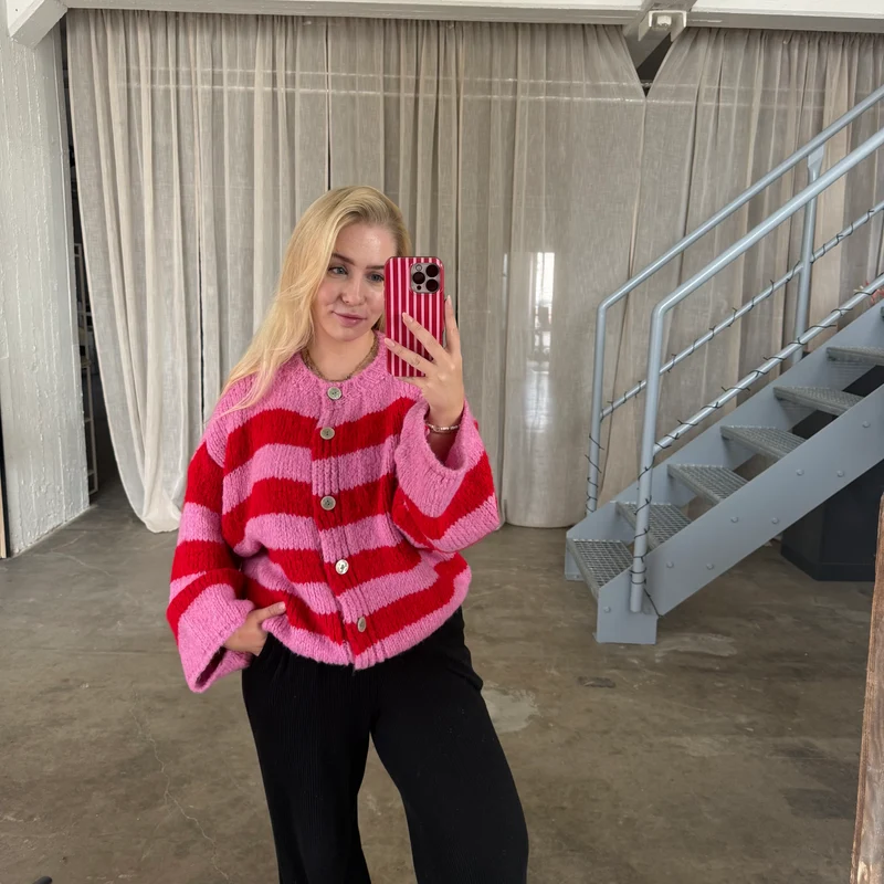Strickjacke Poppy - Rot x Pink