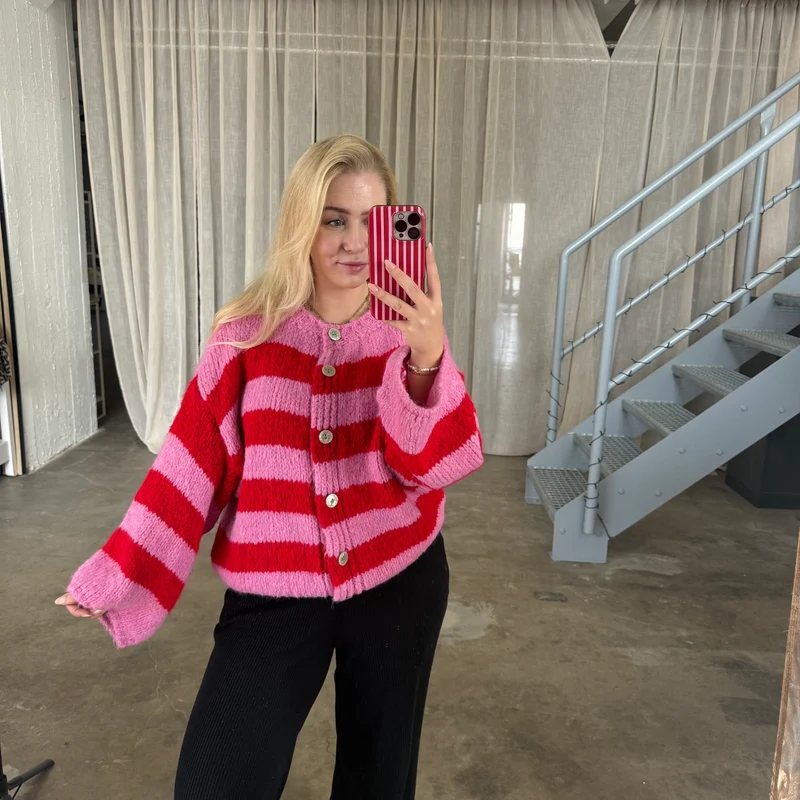 Strickjacke Poppy - Rot x Pink