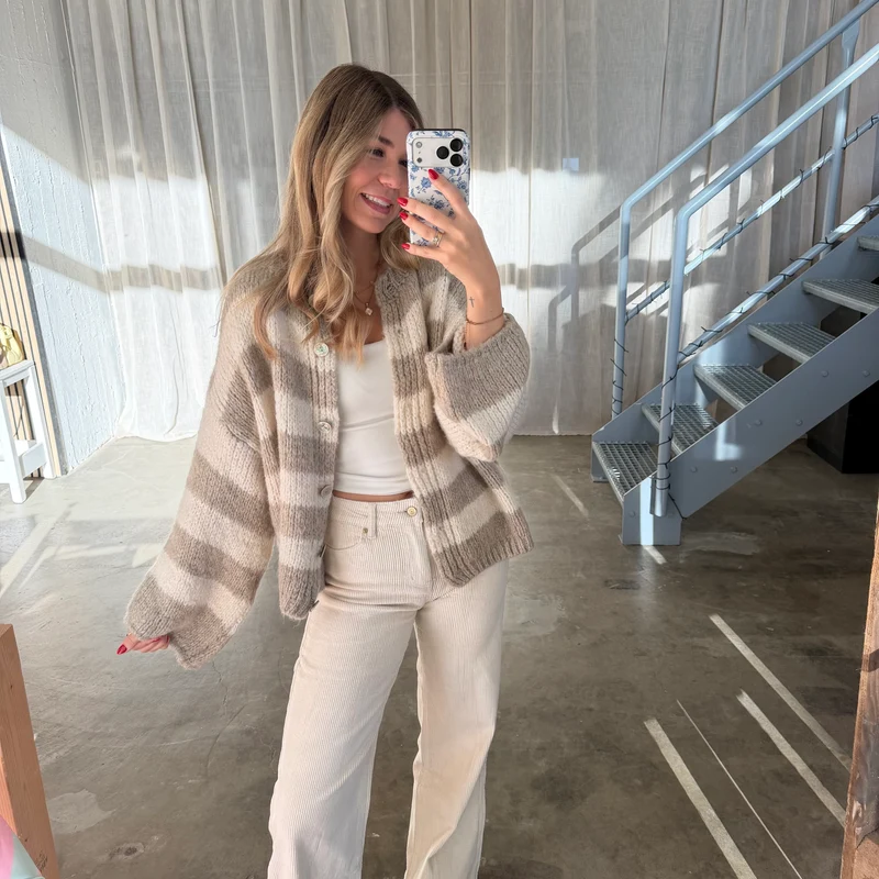 Strickjacke Poppy - Beige x Creme