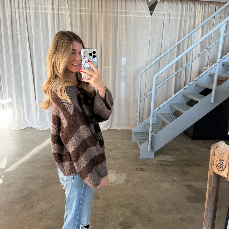 Strickjacke Poppy - Taupe x Braun
