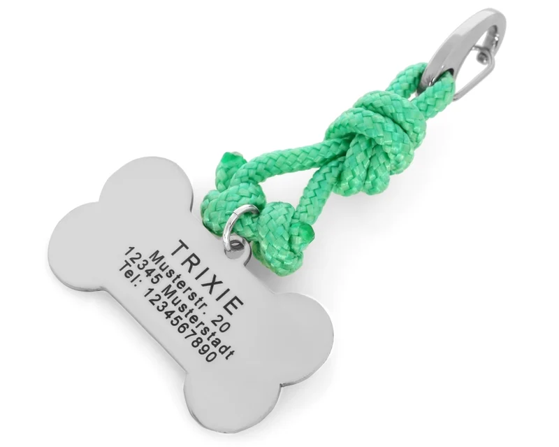 personalisierte Hunde ID Tag Adressanhänger Knochen Gravur Hundemarke Gravur