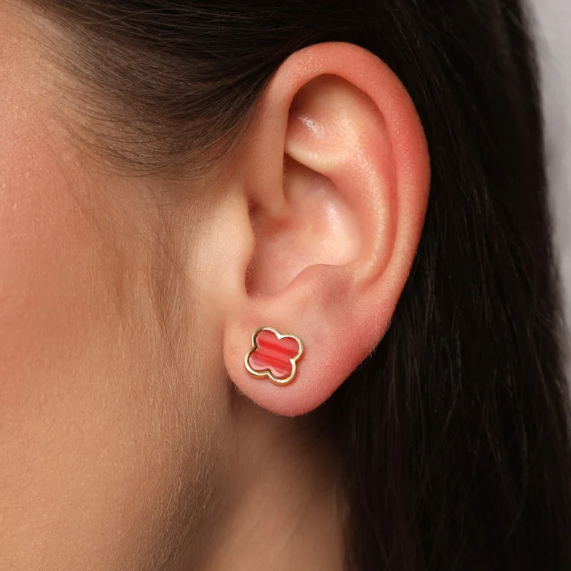 Fire Clover Ohrstecker | 18K vergoldet