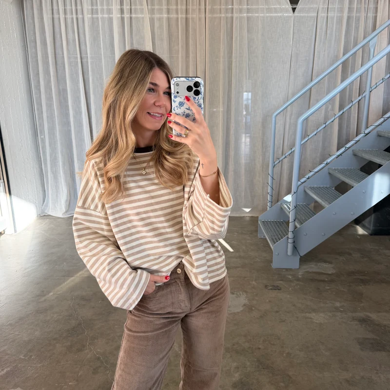 Oversize Longsleeve Stripes - Beige x Creme