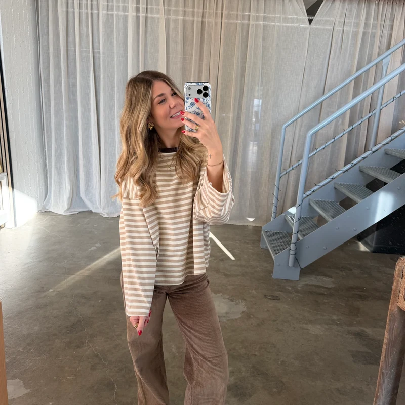 Oversize Longsleeve Stripes - Beige x Creme