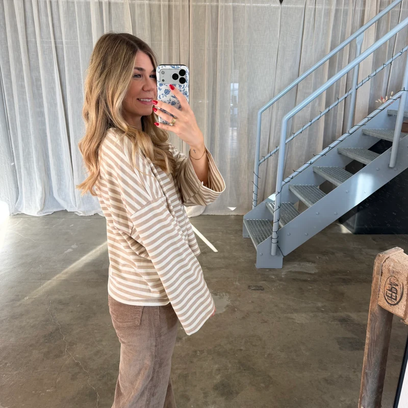 Oversize Longsleeve Stripes - Beige x Creme