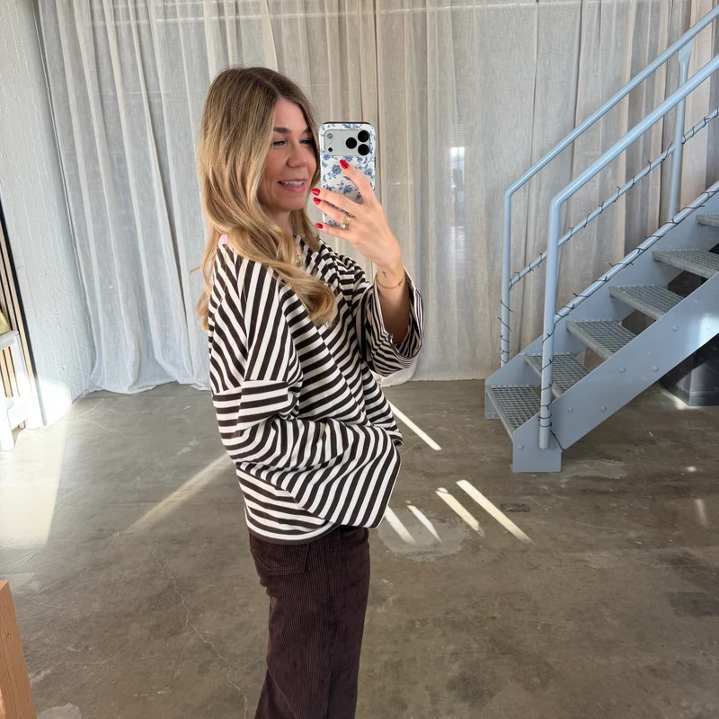 Oversize Longsleeve Stripes - Espresso x Creme