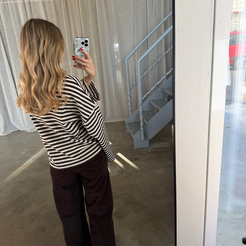 Oversize Longsleeve Stripes - Espresso x Creme