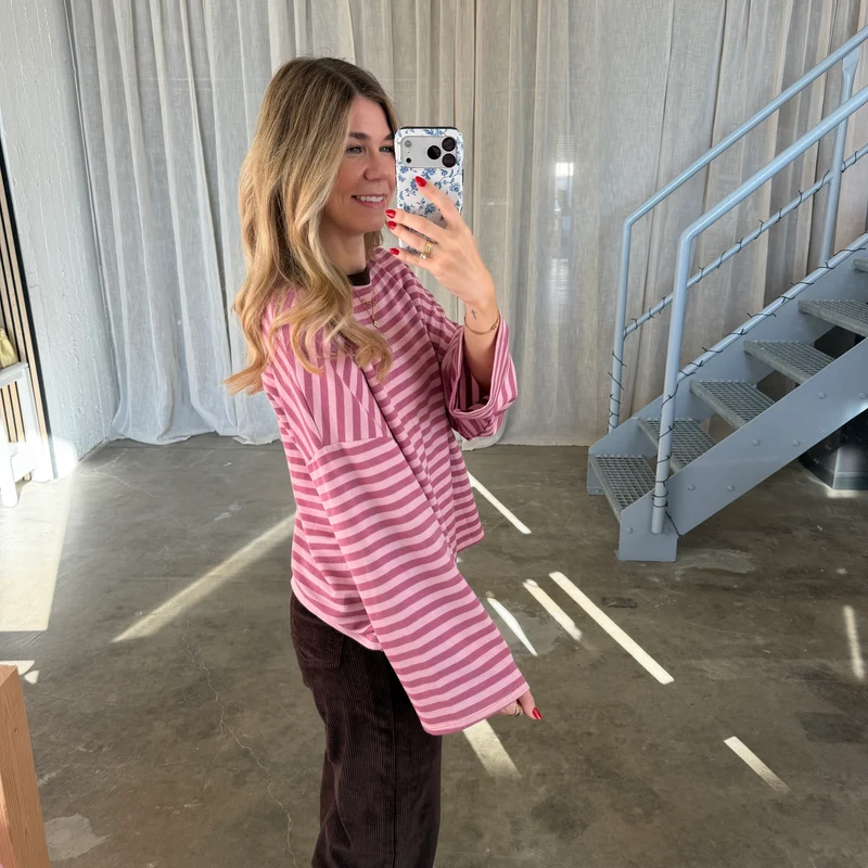 Oversize Longsleeve Stripes - Berry x Rosa