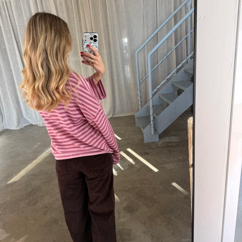 Oversize Longsleeve Stripes - Berry x Rosa