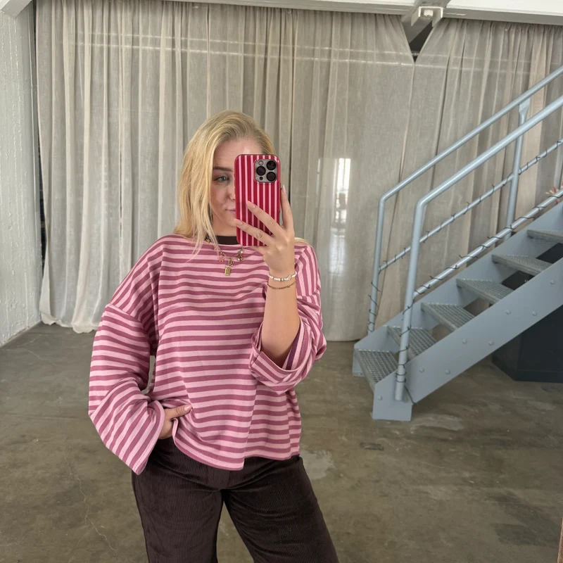 Oversize Longsleeve Stripes - Berry x Rosa