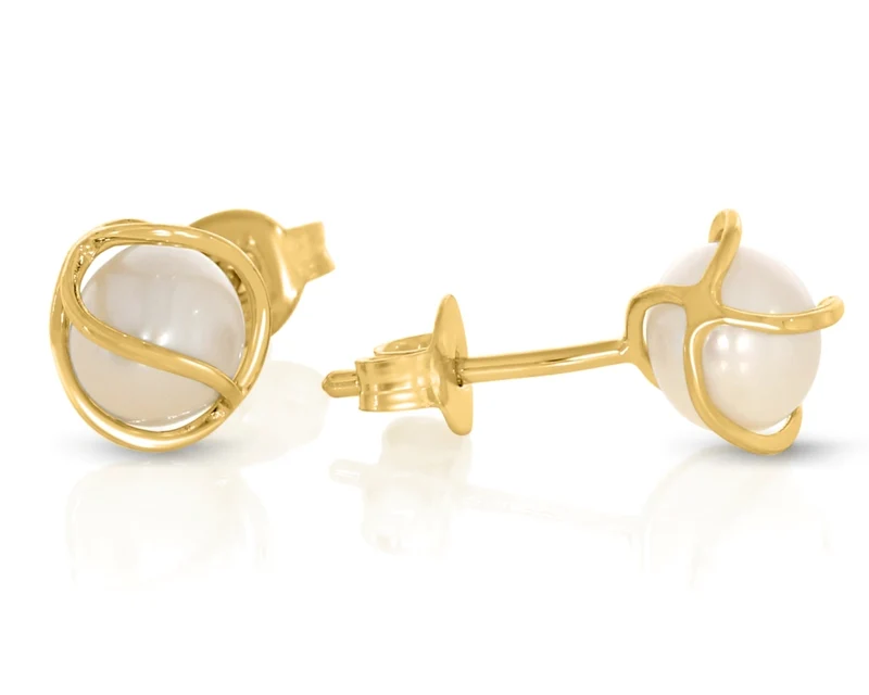 Perlenohrstecker vergoldet eleganter Damenschmuck Süßwasserperle