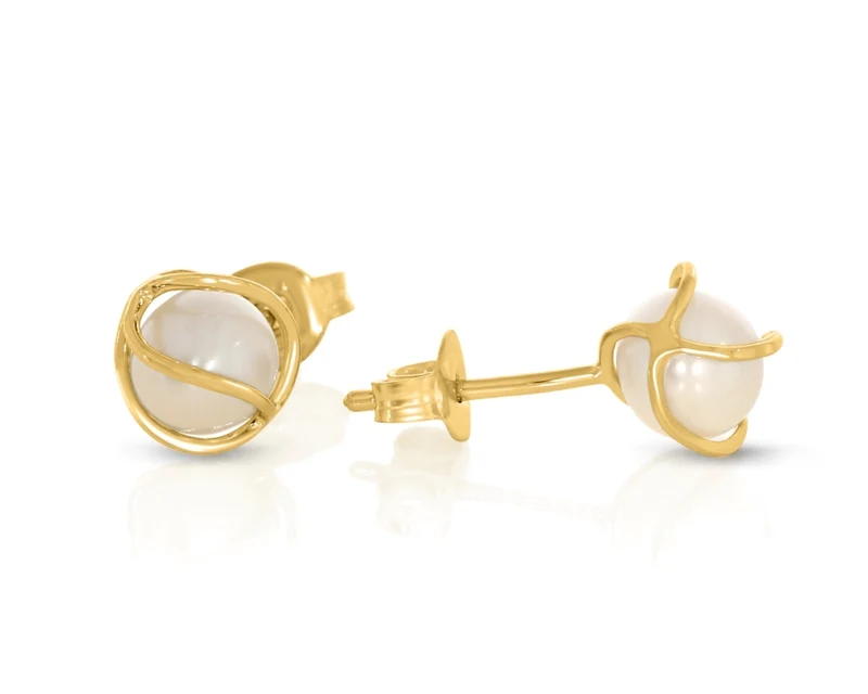 Perlenohrstecker vergoldet eleganter Damenschmuck Süßwasserperle