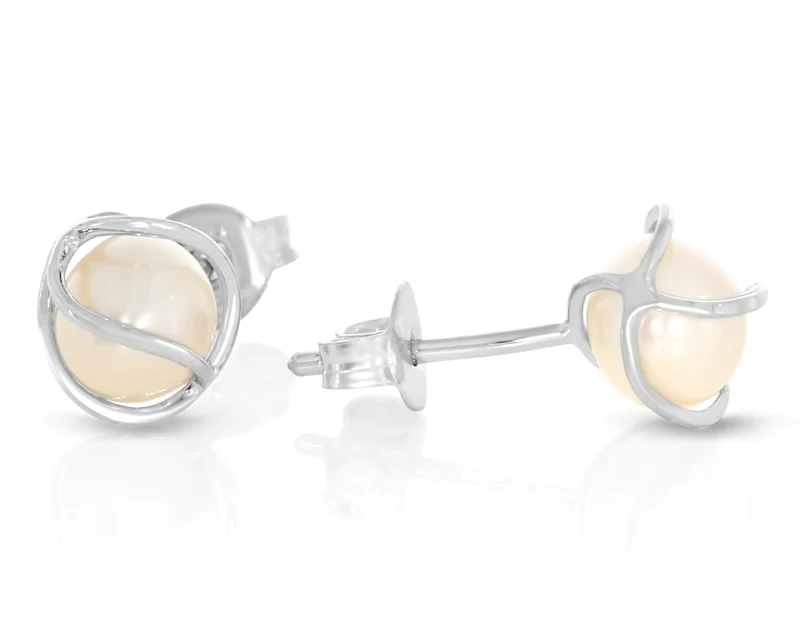 Ohrstecker Perlen silber 925 mit Muster elegante Ohrringe Damen