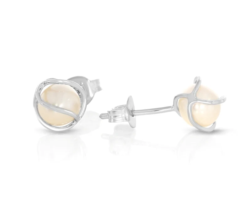 Ohrstecker Perlen silber 925 mit Muster elegante Ohrringe Damen