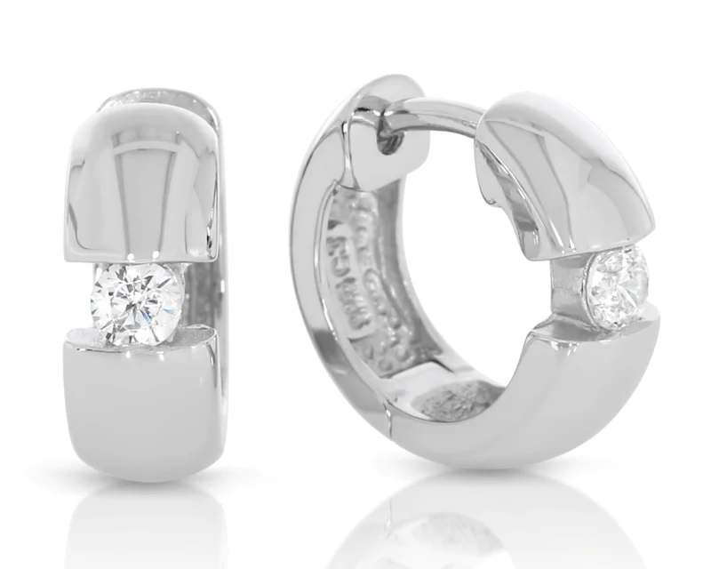 Creolen poliert breit 925 Sterling Silber Solitär Zirkonia
