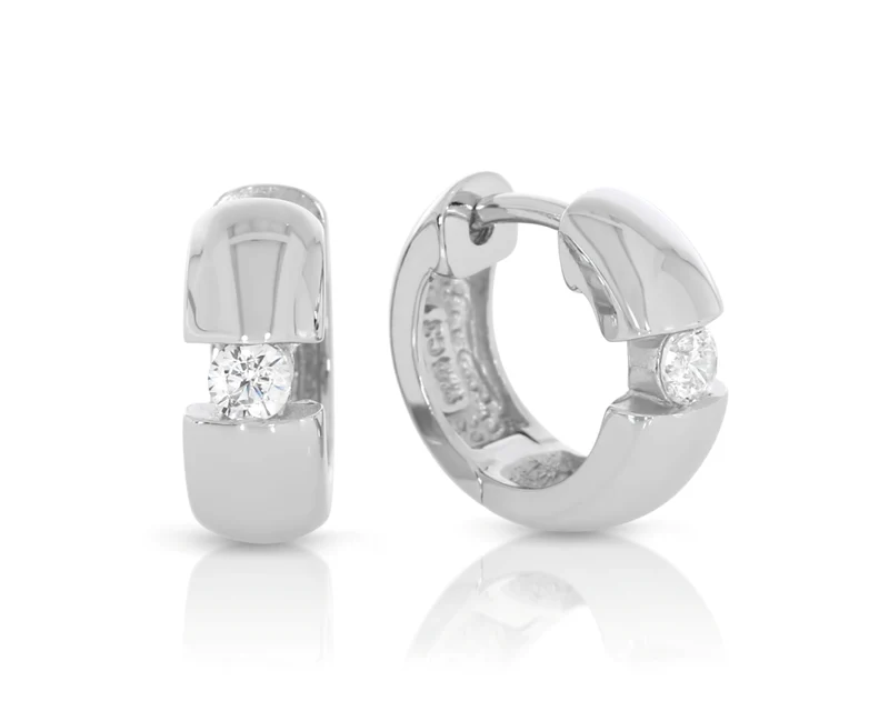 Creolen poliert breit 925 Sterling Silber Solitär Zirkonia