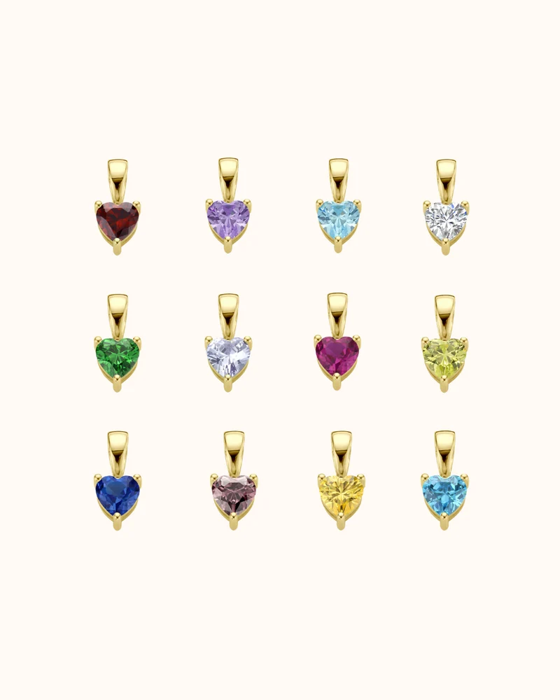 14k Losse Heart Geboortesteen bedel - Gepersonaliseerde Bedel