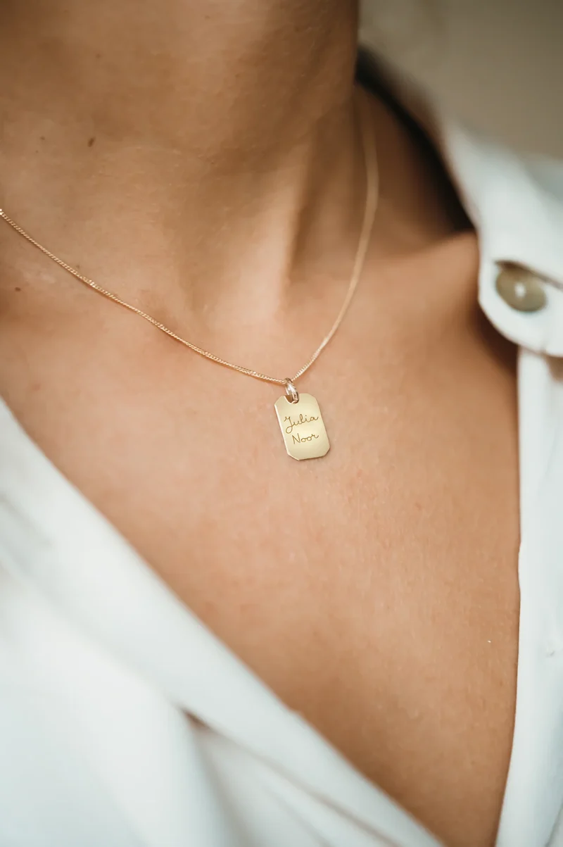 9k Tag Ketting met naam - Gepersonaliseerde Ketting