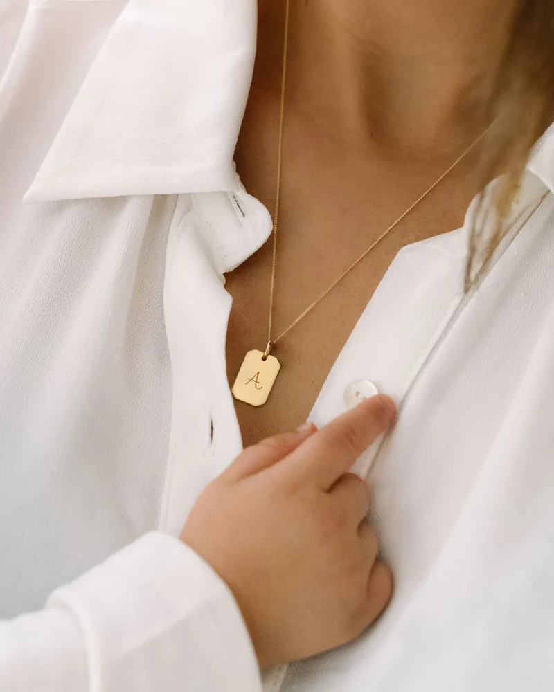 9k Tag Ketting met naam - Gepersonaliseerde Ketting