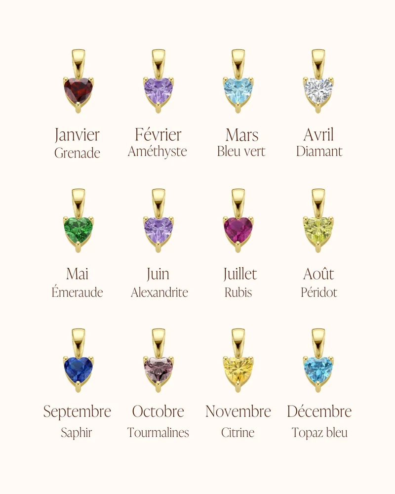 14k Heart Geboortesteen Coin Ketting met naam - Gepersonaliseerde Ketting - 14mm