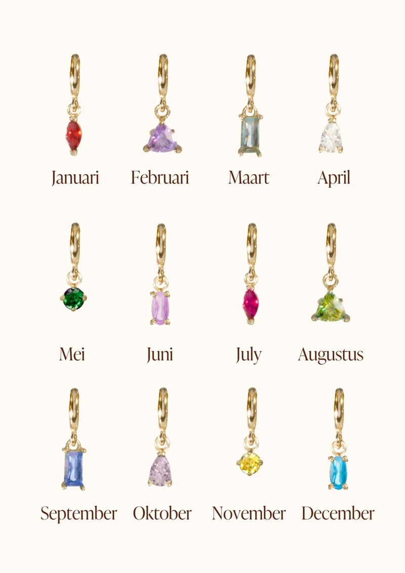 Geboortesteen Charm Bedel voor Charm Bangle - Verguld - Gepersonaliseerde Armband