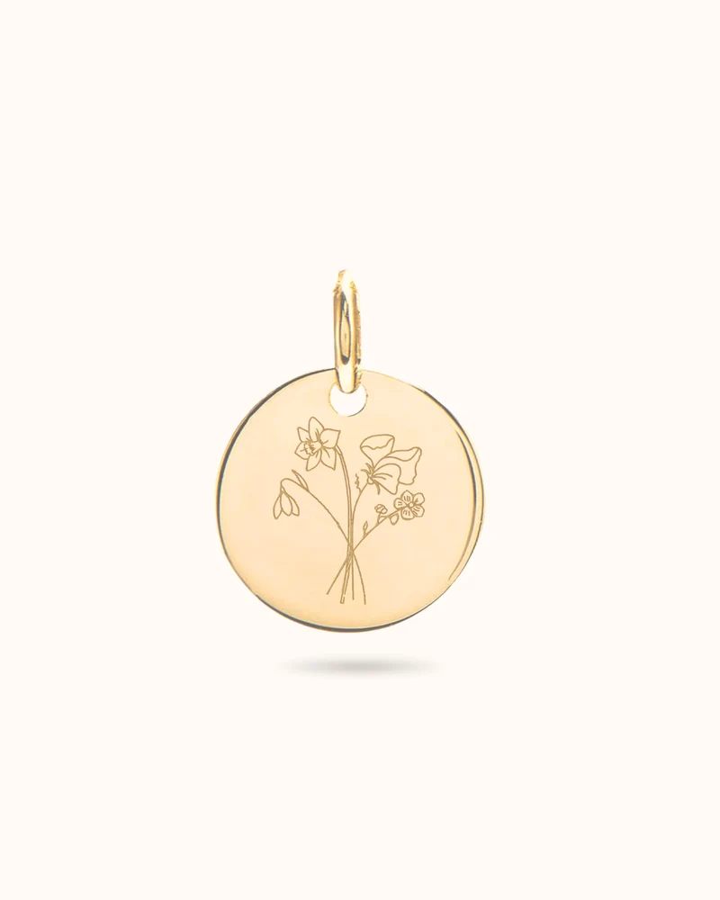 Gepersonaliseerde Geboortebloem Boeket Bedel voor Charm Bangle - Verguld - Gepersonaliseerde Armband