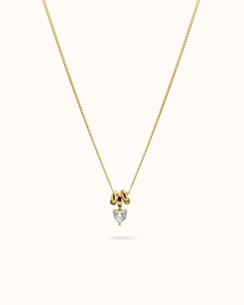 14k Sliding Heart Geboortesteen Ketting - Gepersonaliseerde Ketting