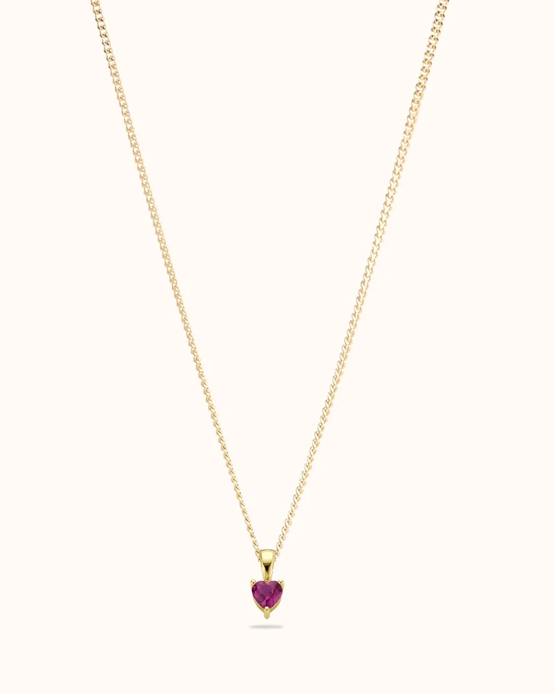 14k Heart Geboortesteen Ketting - Geboortesteen Ketting