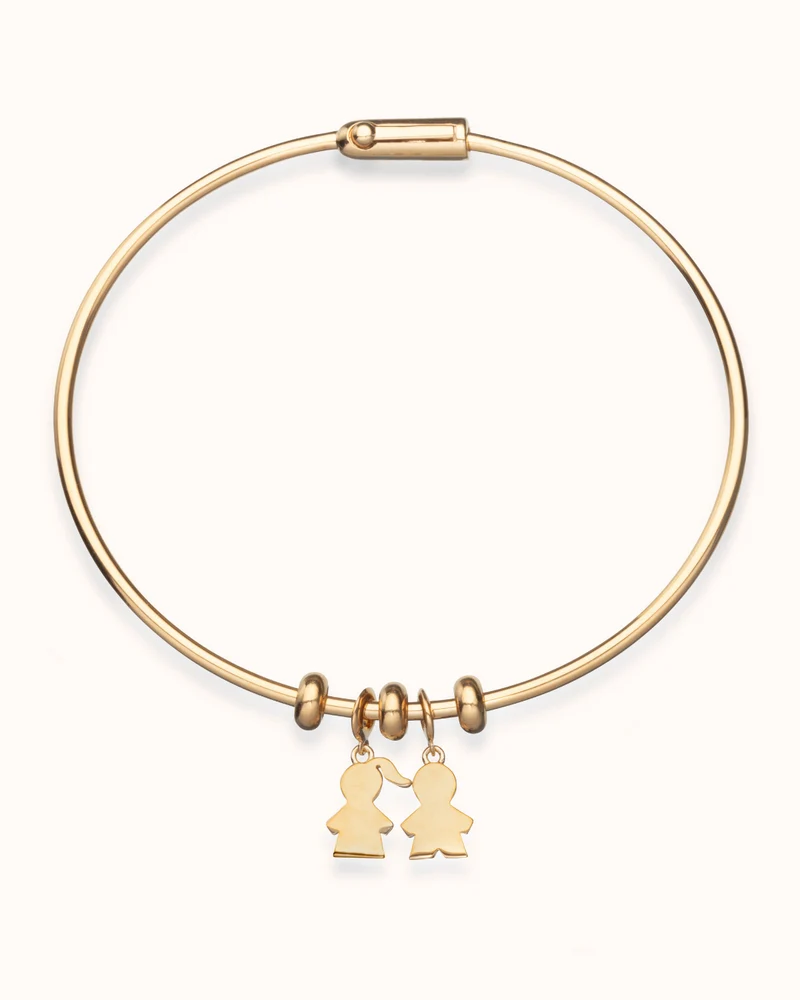 Proud Mom Charm Bangle - Verguld - Gepersonaliseerde Armband