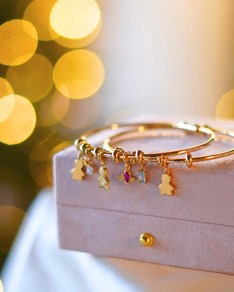Proud Mom Charm Bangle - Verguld - Gepersonaliseerde Armband