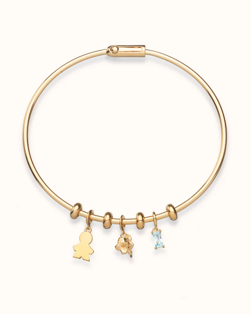 Proud Mom Charm Bangle - Verguld - Gepersonaliseerde Armband