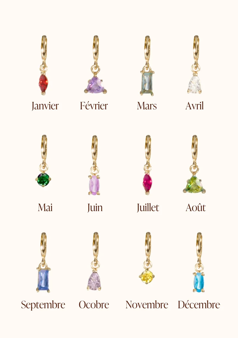 Geboortesteen Charm Bangle - Verguld - Gepersonaliseerde Armband