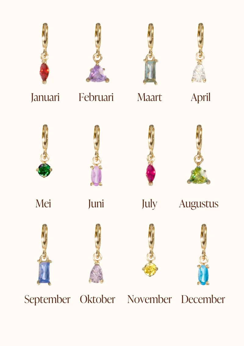 Geboortesteen Charm Bangle - Verguld - Gepersonaliseerde Armband