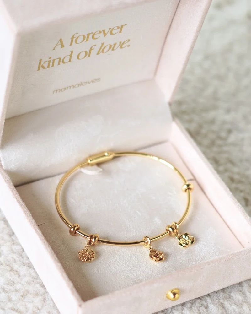 Geboortebloem Charm Bangle - Verguld - Gepersonaliseerde Armband