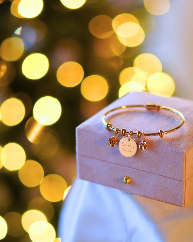 Geboortebloem Charm Bangle - Verguld - Gepersonaliseerde Armband